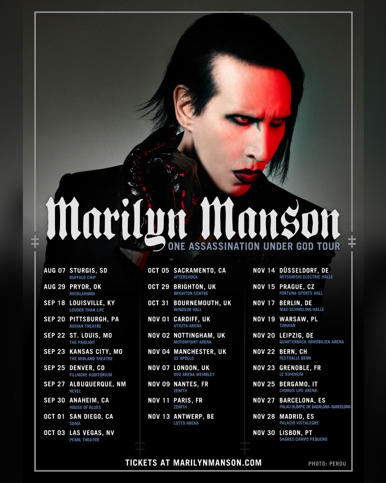 Marilyn Manson One Assassination Under God Tour Poster 2025
